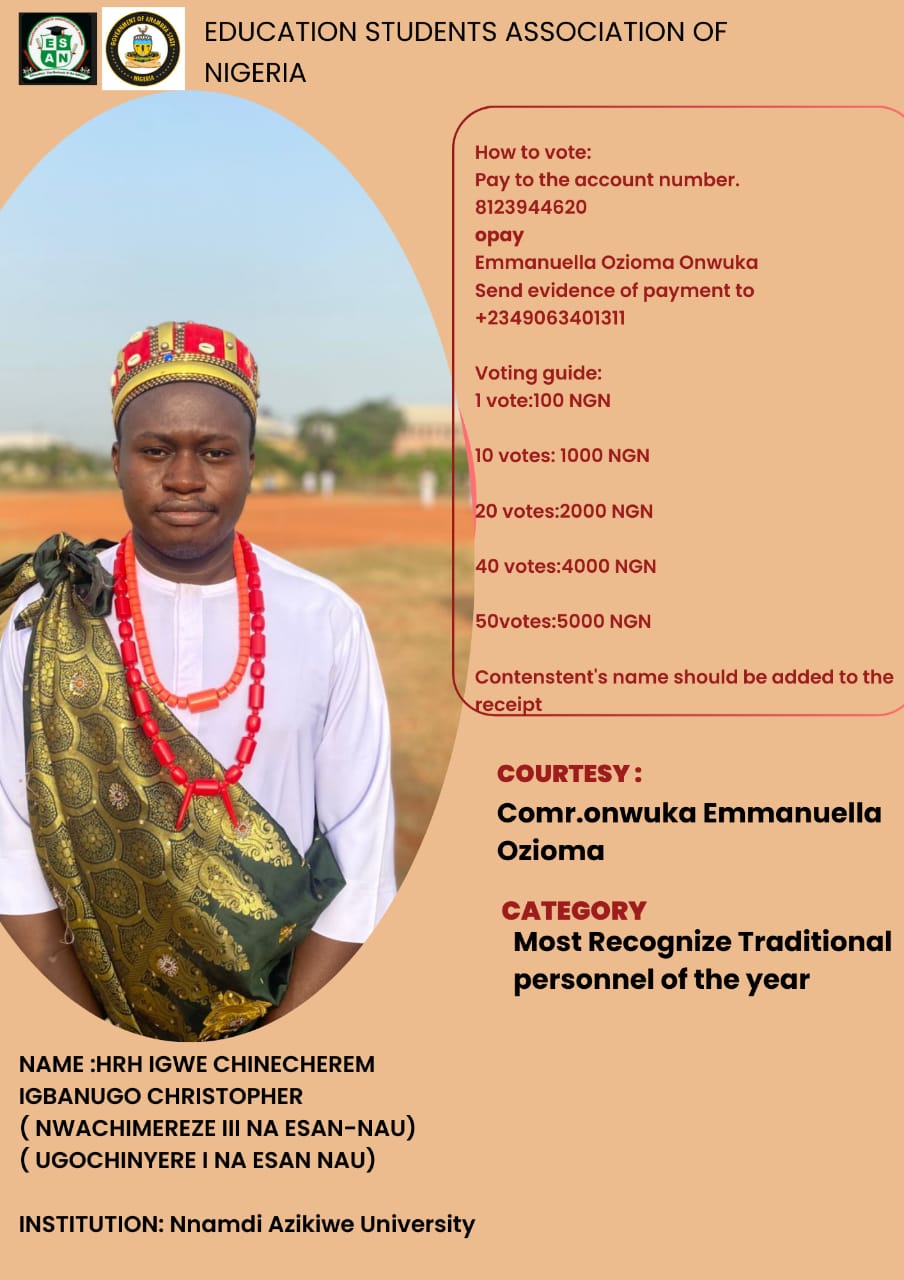 HRH IGWE CHINECHEREM IGBANUGO CHRISTOPHER  ( NWACHIMEREZE III NA ESAN-NAU)